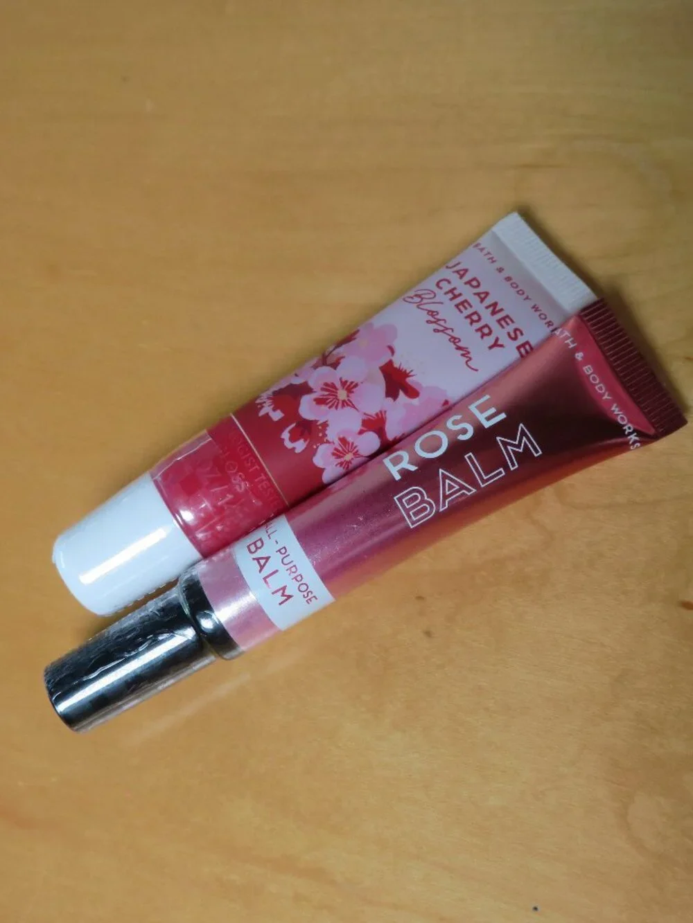 Bath & Body Works Set of 2 Lip Gloss Japanese Cherry Blossom, Rose Balm NEW